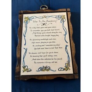 Jerry Schultz handcrafted Pine wood NY Anniversary Poem Cottage core Plaque